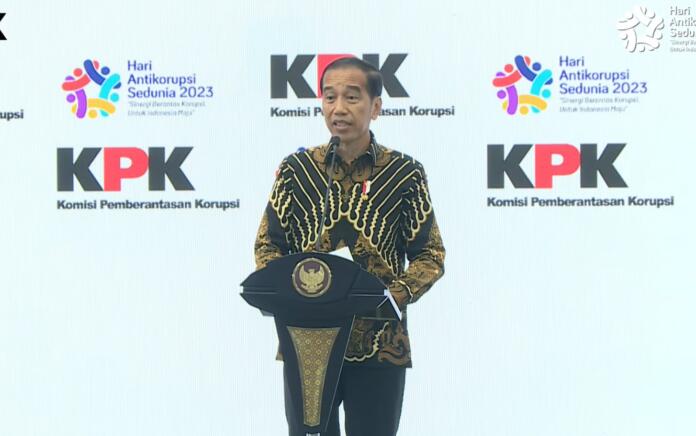 Jokowi dalam pidatonya di Hakordia 2023 yang digelar di Istora Senayan, Jakarta, Selasa (12/12/2023).