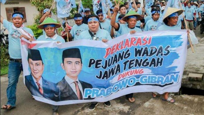 Ratusan pejuang Wadas Jawa Tengah ramai-ramai menyatakan pendukung pasangan capres Prabowo Subianto-Gibran Rakabuming Raka pada Pilpres 2024