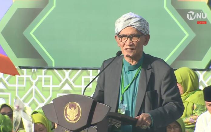 Rais Aam Pengurus Besar Nahdlatul Ulama (PBNU), KH Miftachul Akhyar di Harlah Muslimat NU, Sabtu (20/1/2024)