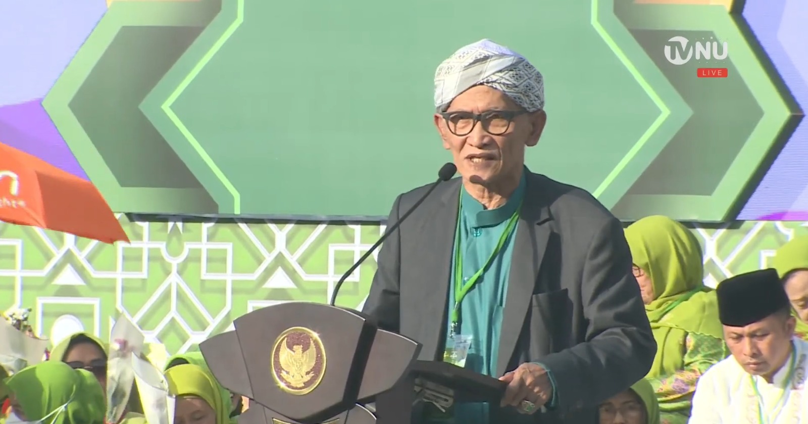 Rais Aam Pengurus Besar Nahdlatul Ulama (PBNU), KH Miftachul Akhyar di Harlah Muslimat NU, Sabtu (20/1/2024)