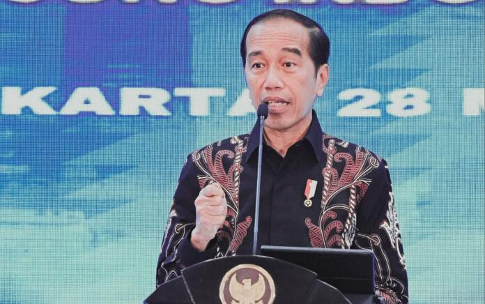 Jokowi pada Kongres ke-12 Hikmahbudhi di Ancol, Jakarta Utara, Kamis (28/3/2024).