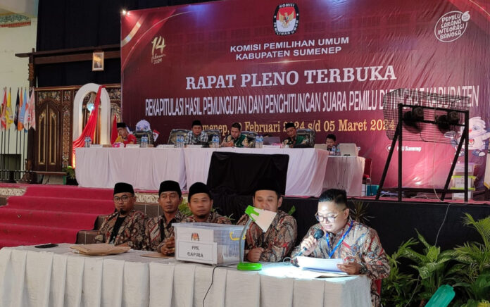 Pleno Terbuka Rekapitulasi Pemilu 2024 KPU Sumenep: Kecamatan Gapura Tanpa Interupsi