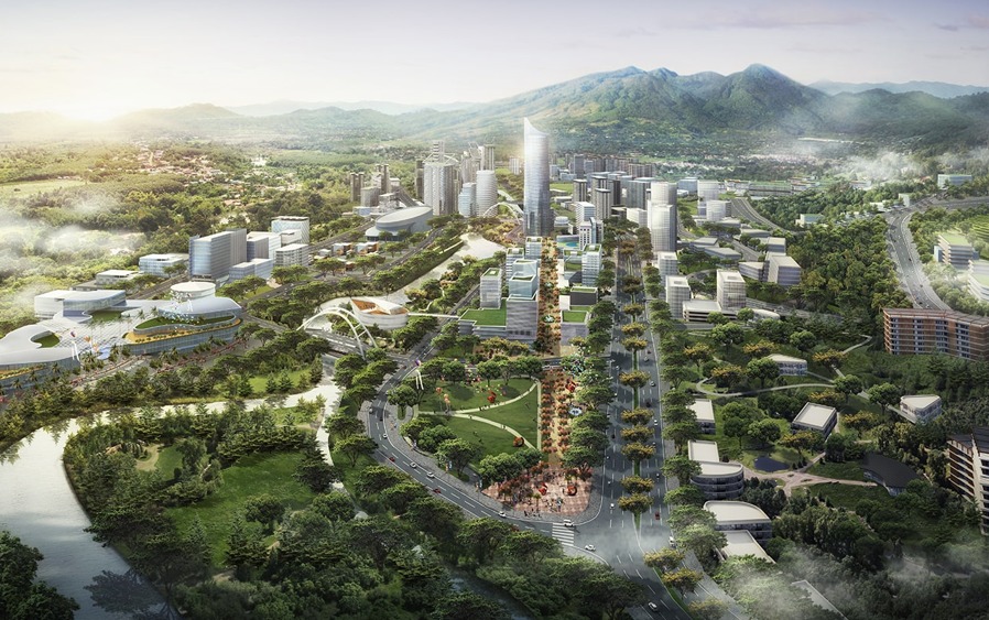 Desain Sentul City sebagai kawasan permukiman hijau di kaki pegunungan. (Foto: Urbanplus.co.id)