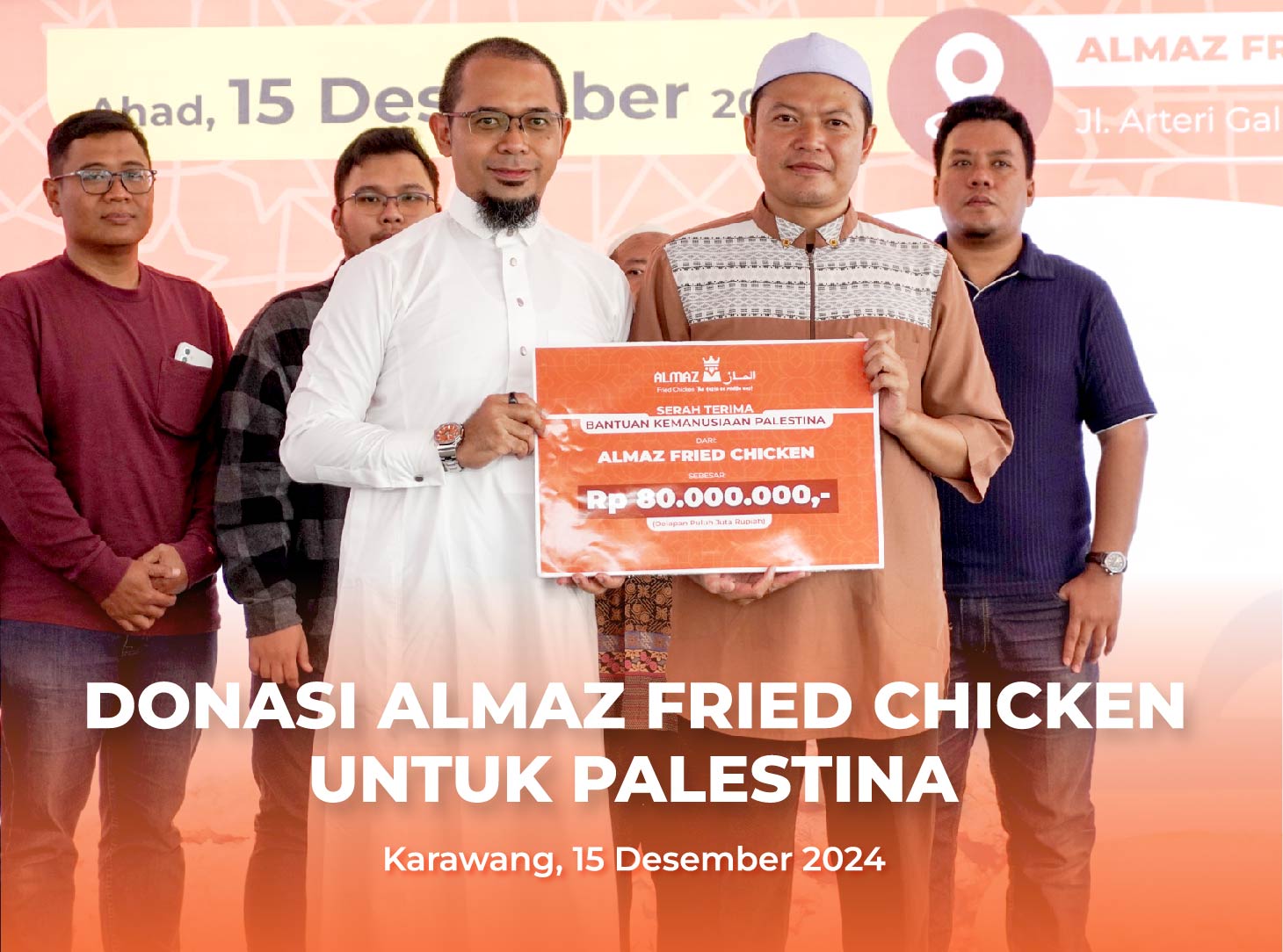 Almaz Fried Chicken Tunaikan Komitmennya Donasikan Sebagian Profit untuk Palestina