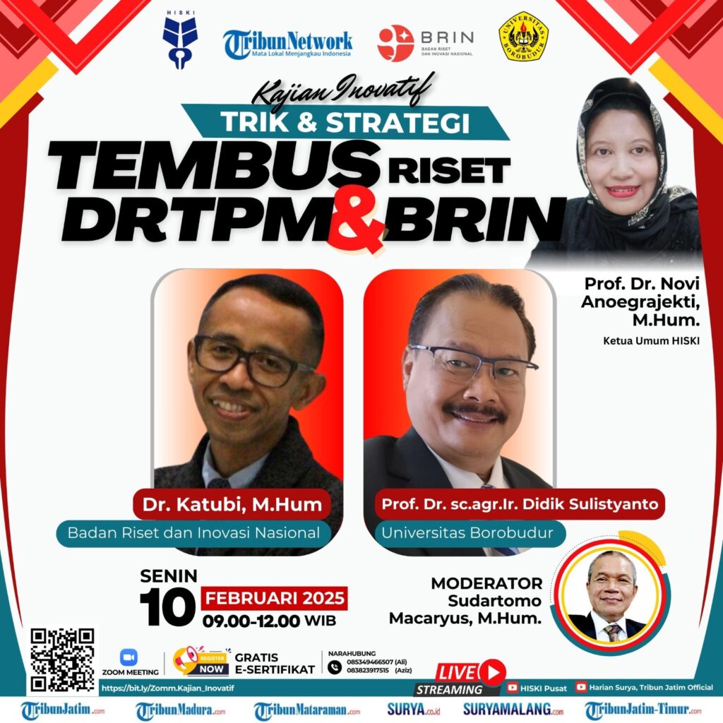 Strategi Jitu Tembus Hibah Riset DRTPM dan BRIN, HISKI Gelar Kajian Inovatif Bersama Dua Pakar Riset